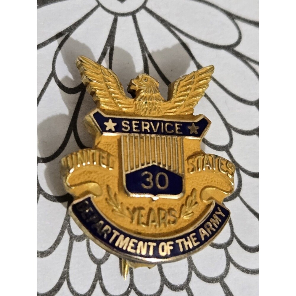 Vintage 30 Year Service Award Pin 1/10 10K Gold Filled Department of the Army